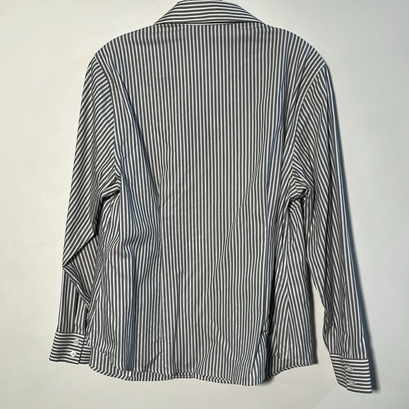 JONES NEW YORK BLK/WHT Pinstripe Long SLV Button Down 100% Cotton Career Top 1X - Picture 3 of 16